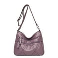 thumbnail image 1 of Xfvqtps Womens Soft Leather Bag Solid Color Simplicity Multi Compartment Adjustable Shoulder Strap Retro Style Fashion Lightweight Portable Crossbody Bag Purple, 1 of 3