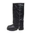 thumbnail image 1 of Xfvqtps Womens Square Toe Knee High Boots Side Zipper Closure Flatform Flat Sole Chunky Heel Winter Fashion Boots Faux Leather Boots Black, 1 of 8