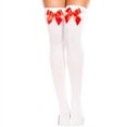 thumbnail image 1 of Xfvqtps Womens Stockings Thigh High Socks Bow Lace Nurse Match Translucent Stockings Over the Knee Stockings Red, 1 of 4