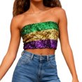 thumbnail image 1 of Xfvqtps Womens Strapless Tube Tops Basic Backless Sleeveless Bandeau Color Block Going out Crop Tops Carnival Christmas Sequins Tube Purple, 1 of 7