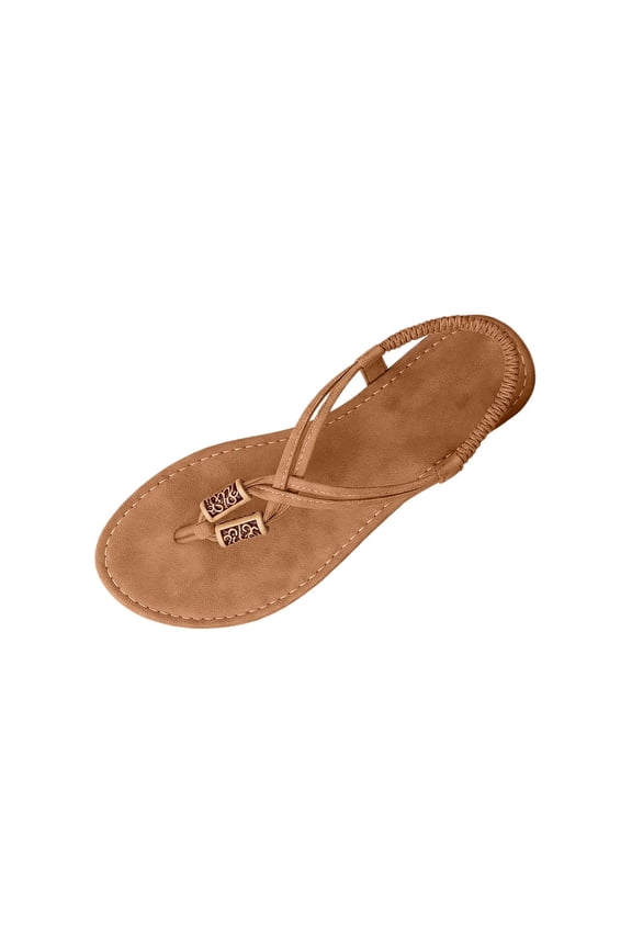 Womens Strappy Sandals Flat Crisscross Straps Elastic Ethnic Style Casual Shoes for Spring Summer Beach Walking Comfortable Sandals