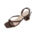 thumbnail image 1 of Xfvqtps Womens Strappy Sandals Thong Heel Open Toe Ankle Adjustable Strap Block Heel Comfortable Casual Pumps Shoes, 1 of 8