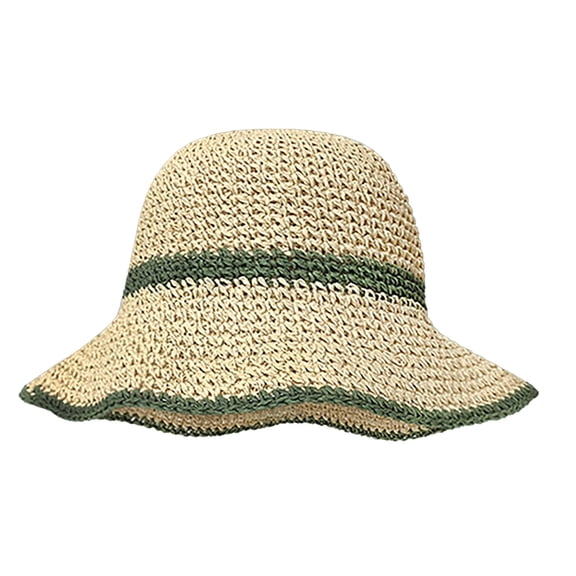 Xfvqtps Womens Straw Hat Sun Hats Wide Brim Mesh Floppy Uv Protection Sunscreen Sunshade Foldable Outdoor Travel Beach Breathable Summer Bucket Hat Green