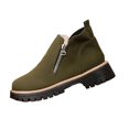 thumbnail image 1 of Xfvqtps Womens Suede Ankle Boots Winter Fashion Chunky Heel Booties with Double Zipper Round Toe Slip on Casual Comfort Shoes for Women Street Style Everyday Wear Boots, 1 of 7