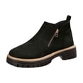 thumbnail image 1 of Xfvqtps Womens Suede Ankle Boots with Side Zipper Winter Casual Low Heel Booties Chunky Heel Round Toe British Style Shoes, 1 of 9