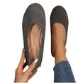 thumbnail image 1 of Xfvqtps Womens Suede Flat Shoes Comfortable Round Toe Slip on with Cushioned Insole Breathable Casual Flats Lightweight Arch Support Gray, 1 of 5