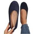 thumbnail image 1 of Xfvqtps Womens Suede Flat Shoes Comfortable Round Toe Slip on with Cushioned Insole Breathable Casual Flats Lightweight Arch Support Navy, 1 of 9