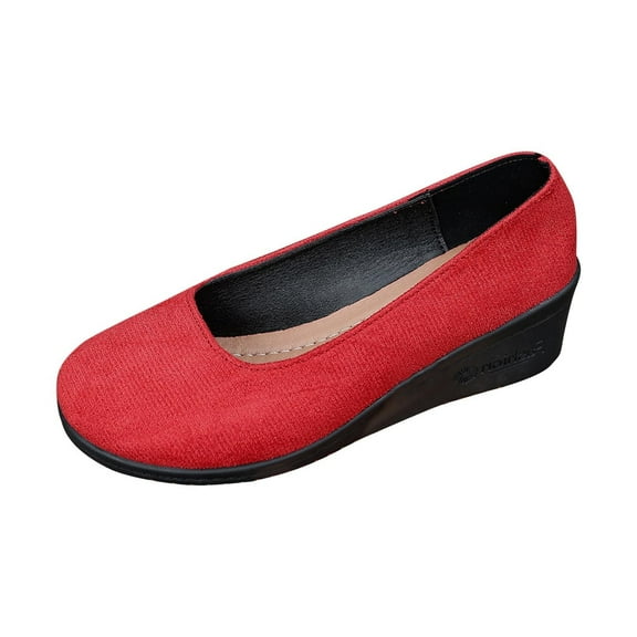 Xfvqtps Womens Suede Loafers Soft Sole Round Toe Slip on Shoes for Women Comfortable Casual Flats with Cushioned Insole Lightweight Work Shoes Red