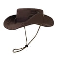 thumbnail image 1 of Xfvqtps Womens Sun Hat Cowboy Wide Brim Quick Drying Adjustable Drawstring Sunscreen Sunshade Solid Color Vintage Breathable Camping Outdoor Summer Cowboy Hat Coffee, 1 of 5