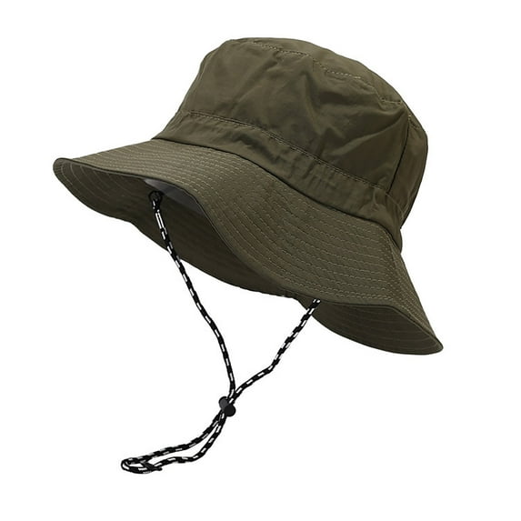 Xfvqtps Womens Sun Hat Wide Brim Adjustable Drawstring Foldable Sunscreen Sunshade Solid Color Waterproof Breathable Beach Outdoor Summer Fisherman Hat Army Green