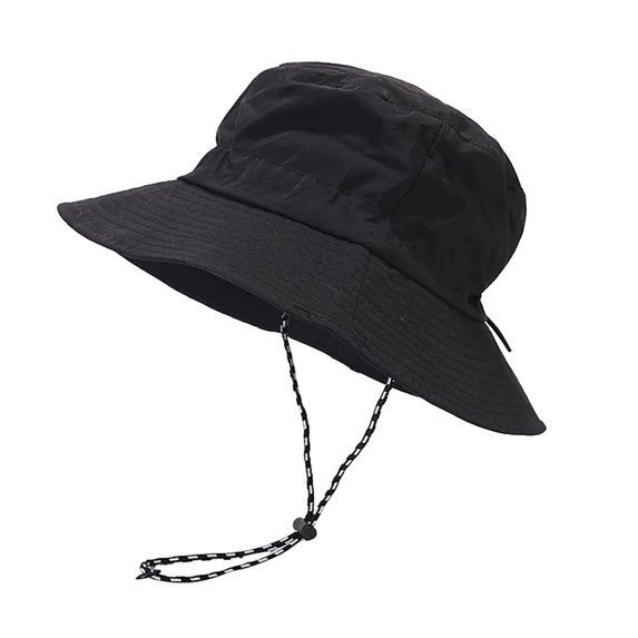 Xfvqtps Womens Sun Hat Wide Brim Adjustable Drawstring Foldable Sunscreen Sunshade Solid Color Waterproof Breathable Beach Outdoor Summer Fisherman Hat Black