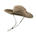 thumbnail image 1 of Xfvqtps Womens Sun Hats Solid Color Adjustable Drawstring Large Brim Foldable Sunscreen Breathable Waterproof Outdoor Multi Functional Hiking Camping Bucket Hat Khaki, 1 of 5
