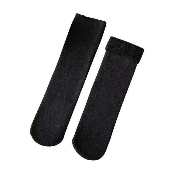 Xfvqtps Womens Thermal Socks Plush Lining Thickened Mid Tube Solid Color Premium Comfort Soft Cozy Warm Winter Heated Crew Boot Socks Black