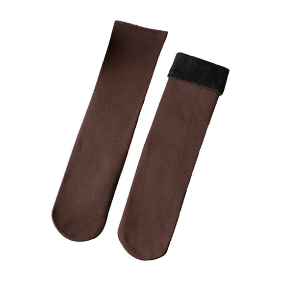 Xfvqtps Womens Thermal Socks Plush Lining Thickened Mid Tube Solid Color Premium Comfort Soft Cozy Warm Winter Heated Crew Boot Socks Coffee