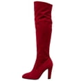 thumbnail image 1 of Xfvqtps Womens Thigh High Boots Pull on Side Zipper Chunky High Heel Pointed Toe Suede over the Knee Boots, 1 of 7