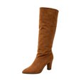 thumbnail image 1 of Xfvqtps Womens Thigh High Boots Pull on Tie Back Chunky High Heel Pointed Toe Suede over the Knee Boots, 1 of 6