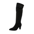 thumbnail image 1 of Xfvqtps Womens Thigh High Boots Pull on Tie Back Chunky High Heel Pointed Toe Suede over the Knee Boots, 1 of 5