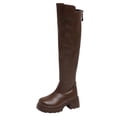 thumbnail image 1 of Xfvqtps Womens Thigh High Boots Zippeer Back Thick Sole Round Toe Faux Leather over the Knee Boots, 1 of 9