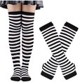 thumbnail image 1 of Xfvqtps Womens Thigh High Socks Fingerless Gloves Set Stripe Comfort Cotton over the Knee Boot Socks with Long Arm Warmers Mitten and A Set Of Long Socks Suit White, 1 of 1