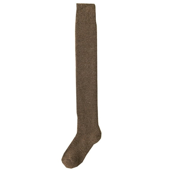 Xfvqtps Womens Thigh High Socks Long Tube Over Knee Length Non Slip Grippers Solid Color Thick Insulation Loop Thigh Socks Coffee