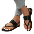 thumbnail image 1 of Xfvqtps Womens Thong Sandals Flip Flop Flat Slingback Adjustable Ankle Buckle Solid Color Simplicity Non Slip Breathable Casual Summer Beach Sandals Black, 1 of 9