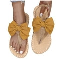 thumbnail image 1 of Xfvqtps Womens Thong Sandals T-Strap Flip Flop Flat Lace Bowknot Decoration Hemp Rope Sole Slingback Adjustable Ankle Buckle Non Slip Breathable Casual Summer Beach Sandals Yellow, 1 of 5
