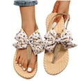 thumbnail image 1 of Xfvqtps Womens Thong Sandals T-Strap Flip Flop Flat Lace Bowknot Decoration Hemp Rope Sole Slingback Adjustable Ankle Buckle Non Slip Breathable Casual Summer Beach Sandals Pink, 1 of 9