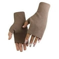 thumbnail image 1 of Xfvqtps Womens Thumb Hole Mittens Solid Color Simplicity Fleece Lined Touchscreen Soft Stretchy Outdoor Sports Warm Winter Mittens Brown, 1 of 2