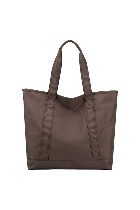 Womens Tote Handbags Solid Color Simplicity Large Capacity Fashion Lightweight Portable Commuting One Shoulder Bag Coffee