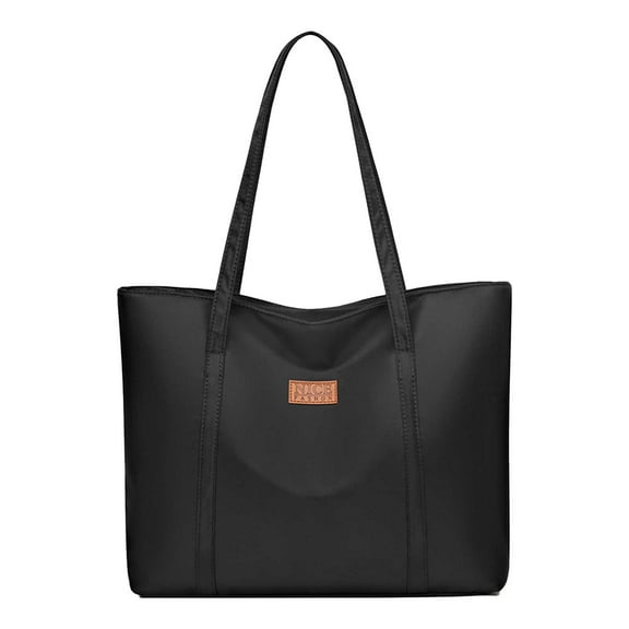 Xfvqtps Womens Tote Handbags Solid Color Simplicity Large Capacity Fashion Lightweight Portable Commuting Shoulder Bag Black