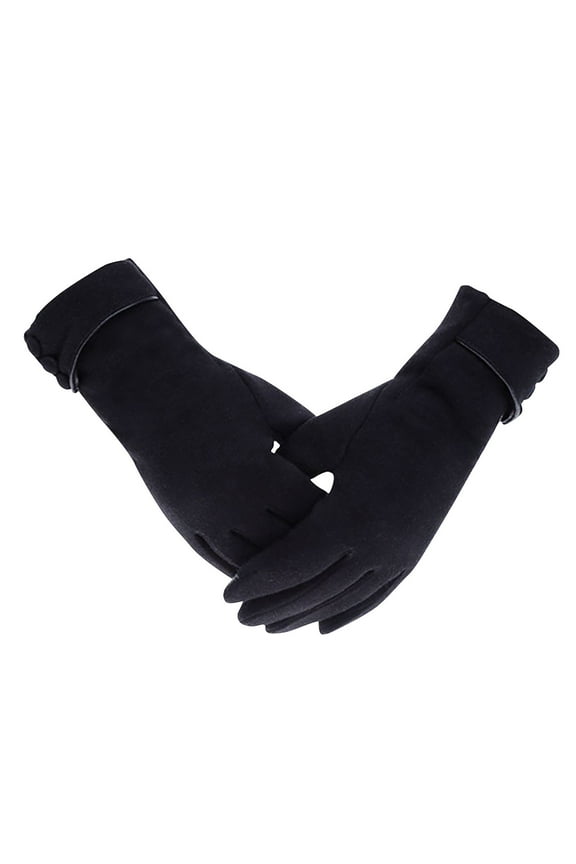Womens Touchscreen Gloves Button Cuff Thickened Simplicity Hand Warmers Waterproof Windproof Comfortable Soft Elegant Thermal Snow Winter Mittens Black