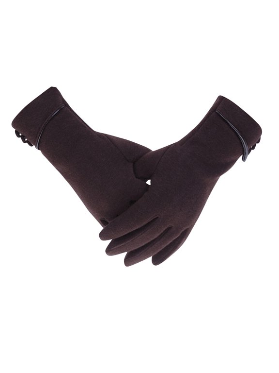 Womens Touchscreen Gloves Button Cuff Thickened Simplicity Hand Warmers Waterproof Windproof Comfortable Soft Elegant Thermal Snow Winter Mittens Brown