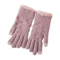 thumbnail image 1 of Xfvqtps Womens Touchscreen Gloves Knitting Alpaca Wool Lining Rhombus Solid Color Thickened Windproof Warm Winter Mittens Purple, 1 of 6