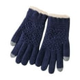 thumbnail image 1 of Xfvqtps Womens Touchscreen Gloves Knitting Plush Lining Rhombus Solid Color Thickened Windproof Warm Winter Mittens Dark Blue, 1 of 4