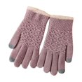 thumbnail image 1 of Xfvqtps Womens Touchscreen Gloves Knitting Plush Lining Rhombus Solid Color Thickened Windproof Warm Winter Mittens Purple, 1 of 4