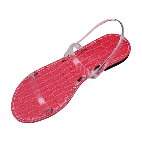 Xfvqtps Womens Transparent Strap Flat Sandals for Spring Summer Beach Walking Casual Outing Non Slip Comfortable PVC Sandals