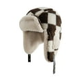 thumbnail image 1 of Xfvqtps Womens Trapper Hat with Ear Flap Buckle Fleece Chessboard Pattern Windproof Coldproof Warm Thickened Camping Hunting Fall Winter Plush Hat Brown, 1 of 4
