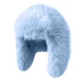 thumbnail image 1 of Xfvqtps Womens Trapper Hat Fluffy Hat Ear Protection Solid Color Thickened Windproof Coldproof Fuzzy Warm Winter Hat Light Blue, 1 of 5