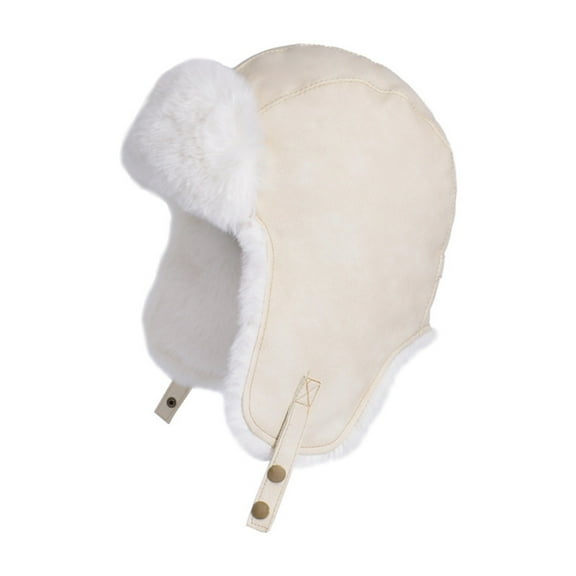 Xfvqtps Womens Trapper Hat Suede Plush Lining Fixed Buckle Fuzzy Thickened Windproof Coldproof Outdoor Warm Winter Hat Beige