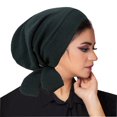 thumbnail image 1 of Xfvqtps Womens Turban Stretchy Ribbed Fabric Solid Color Pre-Tied Knot Breathable Pleated Ruffle Soft Beanie Army Green, 1 of 3