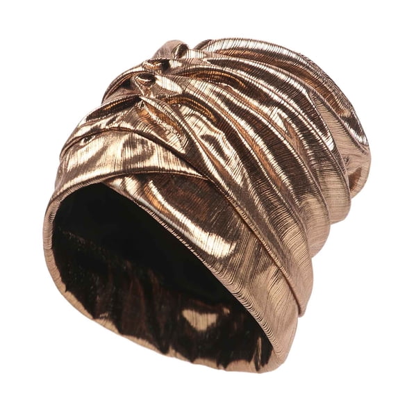 Xfvqtps Womens Turbans Ruffles Reflected Light Flashing Sparkling and Shining Solid Color Stretch Comfortable Breathable Soft Hair Wrap Coffee