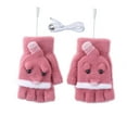 thumbnail image 1 of Xfvqtps Womens USB Heated Fingerless Gloves with Flip Cover Plush Knitting Cute Cartoon Animals Constant Temperature Windproof Warm for Cold Weather Winter Mittens Hot Pink, 1 of 9