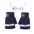 thumbnail image 1 of Xfvqtps Womens USB Heated Fingerless Gloves with Flip Cover Plush Knitting Cute Cartoon Animals Constant Temperature Windproof Warm for Cold Weather Winter Mittens Navy, 1 of 9