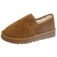 thumbnail image 1 of Xfvqtps Womens Velvet Moccasins Slip on Shoes Buckle Detail Low Heel Comfort Flat Shoes Plush Lined Winter Casual Indoor Outdoor Khaki, 1 of 9