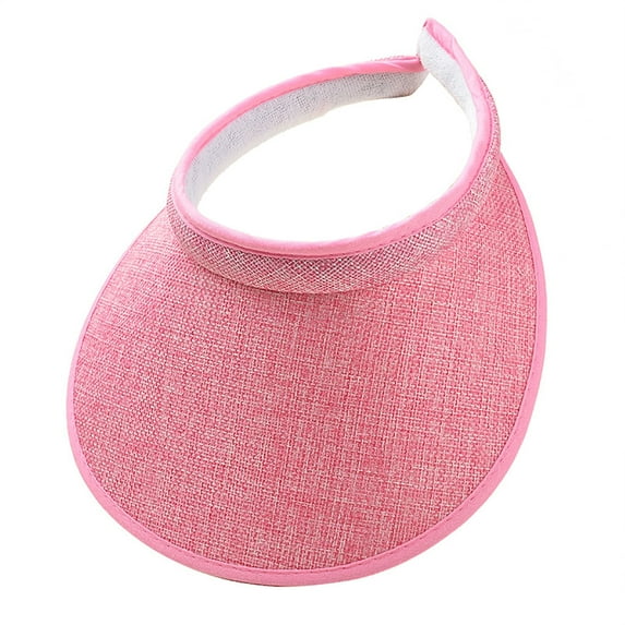 Xfvqtps Womens Visor Hats Large Brim Adjustable Solid Color Simplicity UV Protection Sunscreen Summer Beach Cap Outdoor Sport Hat Running Cycling Cap Pink