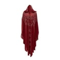 thumbnail image 1 of Xfvqtps Womens Wedding Cape Mesh Layered Pearl Flower Pattern V Neck Exquisite Cloak with Hood Poncho Wine, 1 of 6