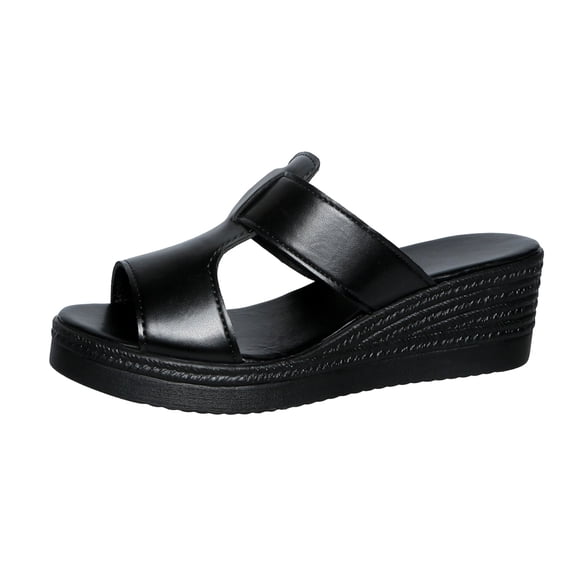 Xfvqtps Womens Wedge Heel Sandals Slide Peep Toe Soft Sole Cutout Comfortable Lightweight Casual Summer Shoes