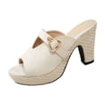 thumbnail image 1 of Xfvqtps Womens Wedge Mule Sandals Open Toe Espadrille Style Slide On Boho Sandals with Jute Wedge Comfortable Casual Shoes for Spring Summer, 1 of 9