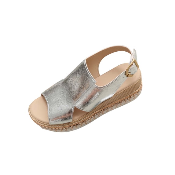 Xfvqtps Womens Wedge Sandals Espadrille Slip on Slingback Adjustable Buckle Strap Non-Slip Sole Casual Summer Slides