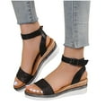 thumbnail image 1 of Xfvqtps Womens Wedge Sandals Flatform Open Toe Ankle Adjustable Buckle Print Non Slip Soft Sole Comfortable Lightweight Summer Sandals Black, 1 of 8